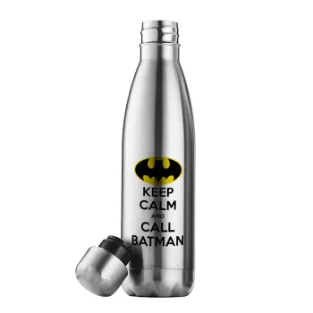 KEEP CALM & Call BATMAN, Μεταλλικό παγούρι θερμός Inox (Stainless steel), διπλού τοιχώματος, 500ml