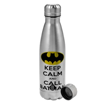 KEEP CALM & Call BATMAN, Μεταλλικό παγούρι νερού, ανοξείδωτο ατσάλι, 750ml