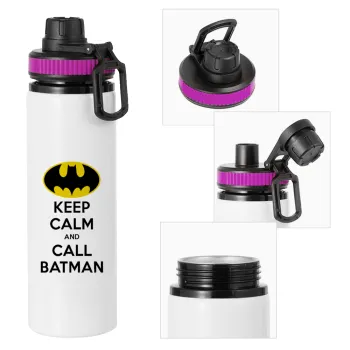 KEEP CALM & Call BATMAN, Μεταλλικό παγούρι νερού με καπάκι ασφαλείας, αλουμινίου 850ml