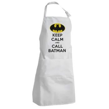 KEEP CALM & Call BATMAN, Adult Chef Apron (with sliders and 2 pockets)
