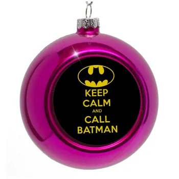KEEP CALM & Call BATMAN, Στολίδι Χριστουγεννιάτικη μπάλα δένδρου Μωβ 8cm