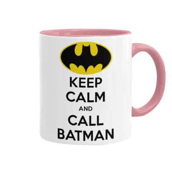 KEEP CALM & Call BATMAN, Mug colored pink, ceramic, 330ml