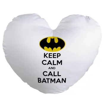KEEP CALM & Call BATMAN, Μαξιλάρι καναπέ καρδιά 40x40cm περιέχεται το  γέμισμα