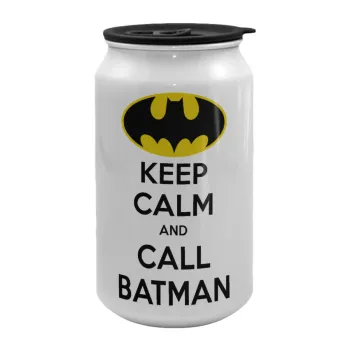 KEEP CALM & Call BATMAN, Κούπα ταξιδιού μεταλλική με καπάκι (tin-can) 500ml