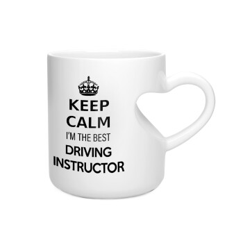 KEEP CALM I'M THE BEST DRIVING INSTRUCTOR, Κούπα καρδιά λευκή, κεραμική, 330ml