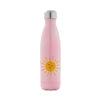 Happy sun, Metal mug thermos Pink Iridiscent (Stainless steel), double wall, 500ml
