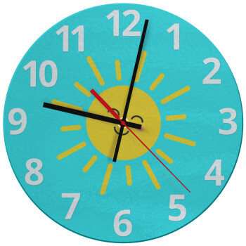 Happy sun, Ρολόι τοίχου γυάλινο (30cm)