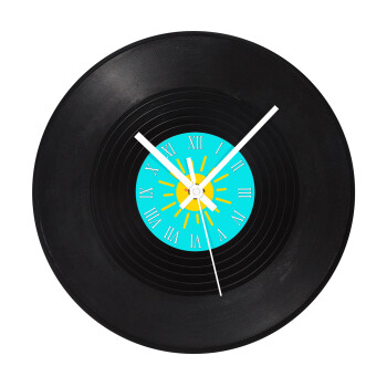 Happy sun, Ρολόι τοίχου Βινύλιο (30cm)