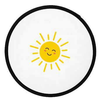 Happy sun, Βεντάλια υφασμάτινη αναδιπλούμενη με θήκη (20cm)