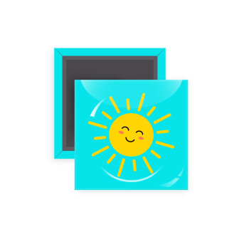 Happy sun, Μαγνητάκι ψυγείου τετράγωνο διάστασης 5x5cm