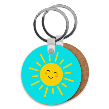 Happy sun, Μπρελόκ Ξύλινο στρογγυλό MDF Φ5cm