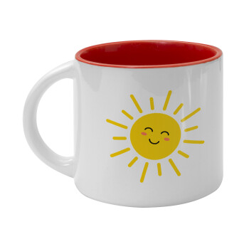 Happy sun, Κούπα κεραμική 400ml Λευκή/Κόκκινη