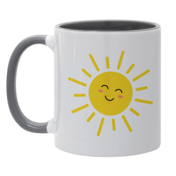 Happy sun, Κούπα χρωματιστή γκρι, κεραμική, 330ml