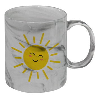 Happy sun, Mug ceramic marble style, 330ml