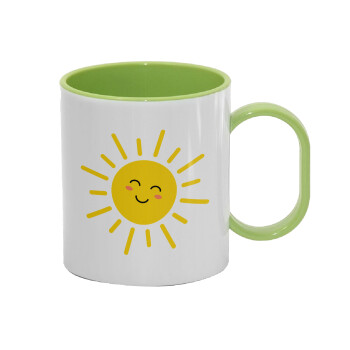 Happy sun, Κούπα (πλαστική) (BPA-FREE) Polymer Πράσινη για παιδιά, 330ml