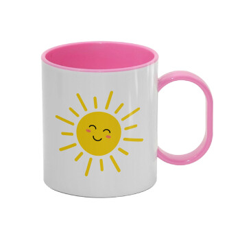 Happy sun, Κούπα (πλαστική) (BPA-FREE) Polymer Ροζ για παιδιά, 330ml