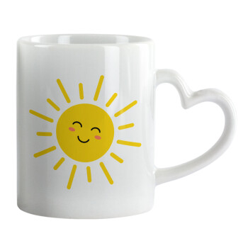 Happy sun, Mug heart handle, ceramic, 330ml