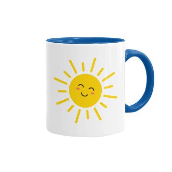 Happy sun, Mug colored blue, ceramic, 330ml