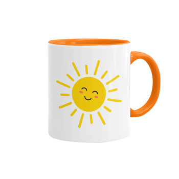 Happy sun, Mug colored orange, ceramic, 330ml