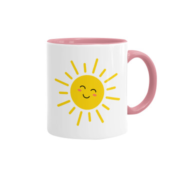 Happy sun, Mug colored pink, ceramic, 330ml