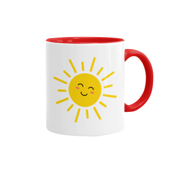 Happy sun, Mug colored red, ceramic, 330ml