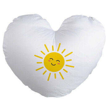 Happy sun, Μαξιλάρι καναπέ καρδιά 40x40cm περιέχεται το  γέμισμα