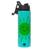 Metallic water bottle with safety lid, 850ml aluminum