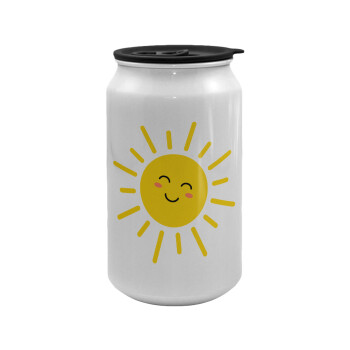 Happy sun, Κούπα ταξιδιού μεταλλική με καπάκι (tin-can) 500ml