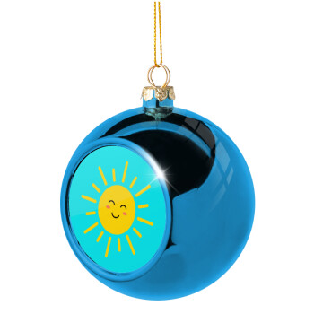 Happy sun, Χριστουγεννιάτικη μπάλα δένδρου Μπλε 8cm