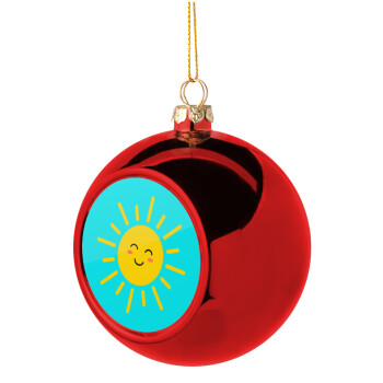 Happy sun, Χριστουγεννιάτικη μπάλα δένδρου Κόκκινη 8cm