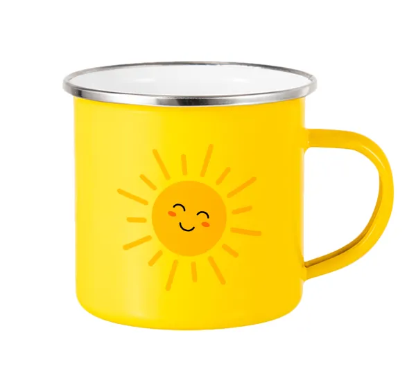 Happy sun — Yellow Enamel Metallic Cup 360ml