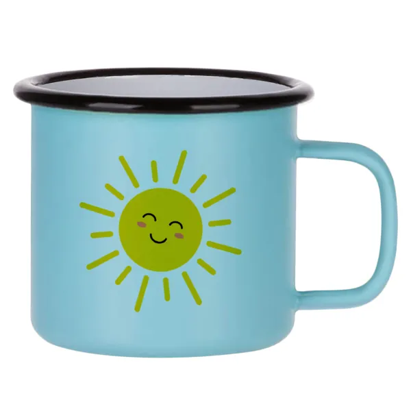 Happy sun — Κούπα Μεταλλική εμαγιέ ΜΑΤ σιέλ 360ml