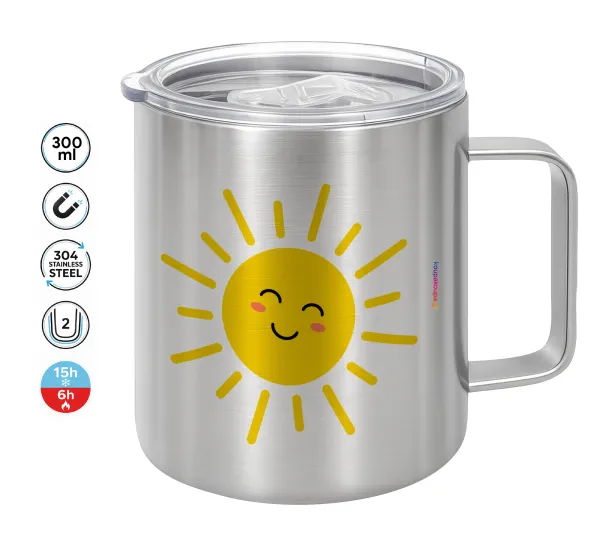 Happy sun — Double-walled stainless steel mug 300ml with temperature-retaining lid