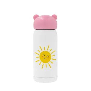 Happy sun, Ροζ ανοξείδωτο παγούρι θερμό (Stainless steel), 320ml