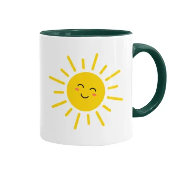 Happy sun, Mug colored green, ceramic, 330ml