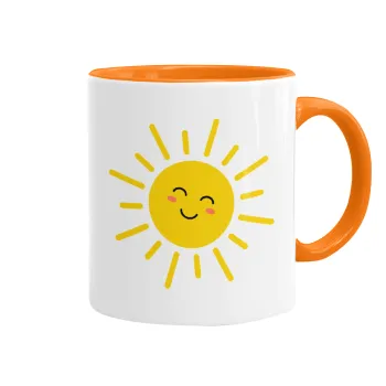 Happy sun, Mug colored orange, ceramic, 330ml