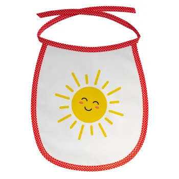 Happy sun, Σαλιάρα μωρού αλέκιαστη με κορδόνι Κόκκινη