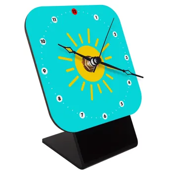 Happy sun, Επιτραπέζιο ρολόι ξύλινο με δείκτες (10cm)