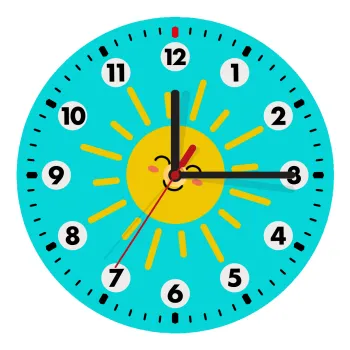 Happy sun, Ρολόι τοίχου ξύλινο (20cm)