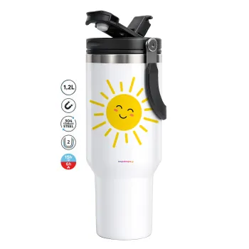 Happy sun, Mega Tumbler με καπάκι, διπλού τοιχώματος (θερμό) 1,2L