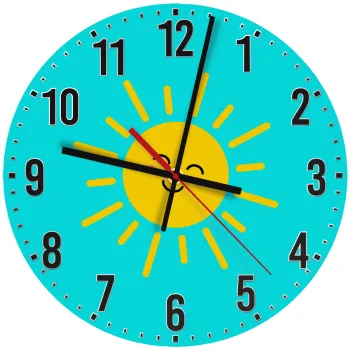Happy sun, Ρολόι τοίχου ξύλινο (30cm)