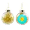 Transparent Christmas tree ball ornament with gold filling 8cm