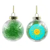 Transparent Christmas tree ball ornament with green filling 8cm