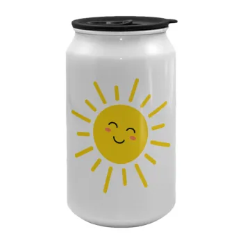 Happy sun, Κούπα ταξιδιού μεταλλική με καπάκι (tin-can) 500ml