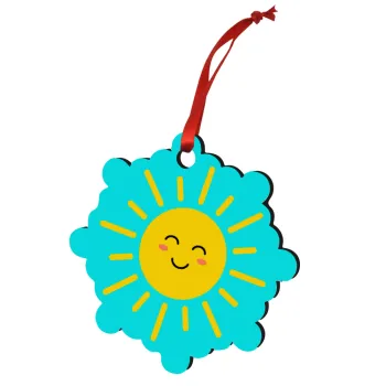 Happy sun, Christmas ornament snowflake wooden 7.5cm