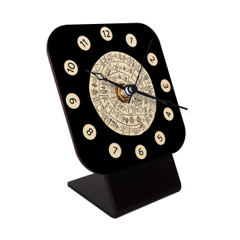 Δίσκος Φαιστού, Quartz Table clock in natural wood (10cm)