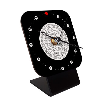 Δίσκος Φαιστού, Quartz Wooden table clock with hands (10cm)