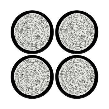 Δίσκος Φαιστού, ΣΕΤ 4 Σουβέρ ξύλινα στρογγυλά (9cm)