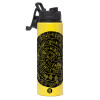 Metallic water bottle with safety lid, 850ml aluminum