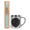 Easter Set, metallic thermal cup (300ml) & aromatic flat Easter candle (30cm) (TURQUOISE)